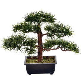 Vickerman 10" Artificial Potted Guest Greeting Bonsai Pine Tree.