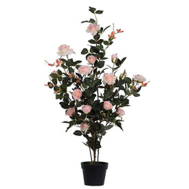 45" Artificial Pink Rose Plant in Pot