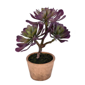 12" Artificial Purple and Green Succulent in Paper Pot