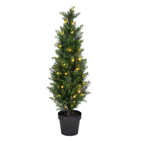 3' Artificial Potted Green Cedar Tree with LED Lights