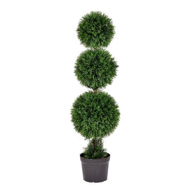 4' Artificial Triple Ball Green Cedar Topiary