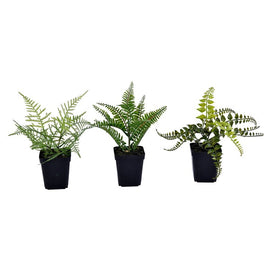 10" Artificial Green Potted Fern Assortment Set of 3