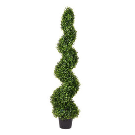 4' Artificial Potted Green Boxwood Spiral Tree
