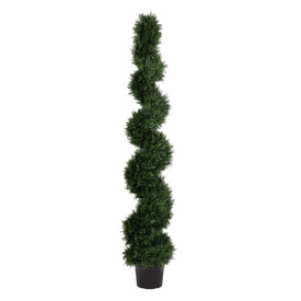 6' Artificial Potted Green Cedar Spiral Tree