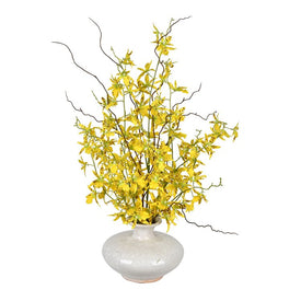 22.5" Artificial Potted Yellow Dancing Orchid
