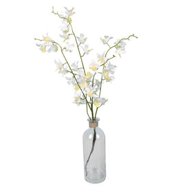 20.5" Artificial Mini White Orchid in a Glass Pot
