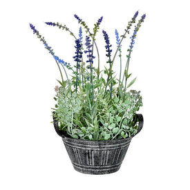 14.5" Artificial Lavender in Galvanized Pot