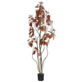 5' Artificial Red Potted Rogot Rurple Tree