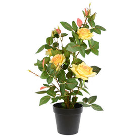 21" Artificial Yellow Rose Plant in Pot