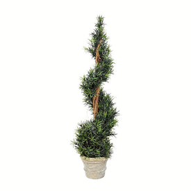 45" Artificial Potted Green Rosemary Spiral Tree in Paper Pot