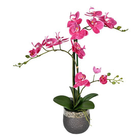 23.5" Artificial Potted Real Touch Mauve Phalaenopsis Spray