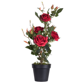 21" Artificial Red Rose Plant in Pot