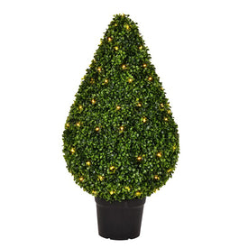 20"W x 36"H Artificial Teardrop-Shaped Boxwood Bush with LED Lights