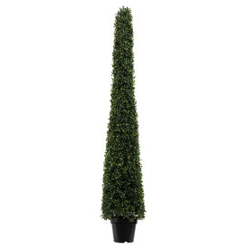 5' Potted Artificial Boxwood Cone