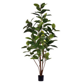 5' Potted Artificial Green Rubber Tree