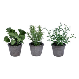 7" Artificial Green Potted Plant Assortment Set of 3