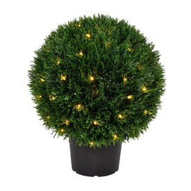 20" Artificial Green Cedar Ball with LED Lights
