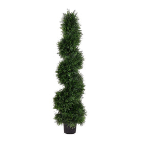 4' Artificial Potted Green Cedar Spiral Tree