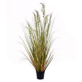48" PVC Artificial Potted Green and Brown Grass and Plastic Grass