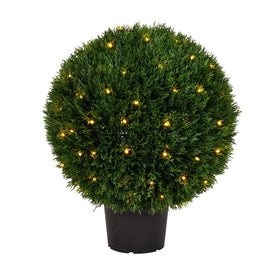 24" Artificial Green Cedar Ball with LED Lights