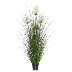 60" Artificial Potted Green Straight Grass and Cattails