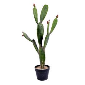 34" Artificial Green Cactus in Black Plastic Planter's Pot