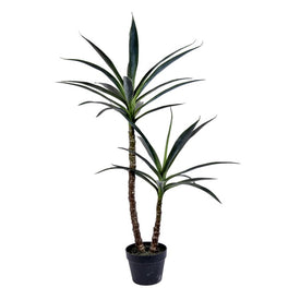 44" Artificial Green Yucca Tree in Black Planter's Pot