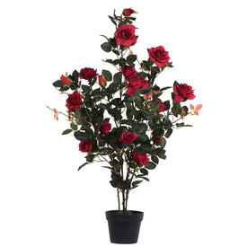 45" Artificial Red Rose Plant in Pot