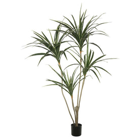 4.5' Potted Artificial Yellow Edge Green Yucca