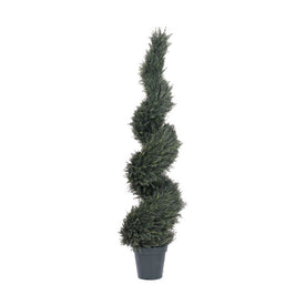 63" Artificial UV-Resistant Pond Cypress Spiral in Two-Tone Green Pot