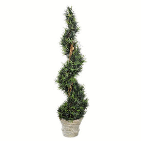 54" Artificial Potted Green Rosemary Spiral Tree in Paper Pot