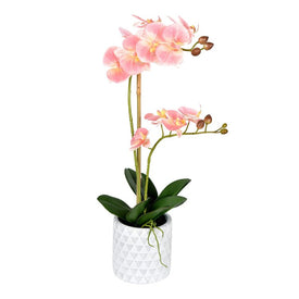 21" Artificial Potted Real Touch Pink Phalaenopsis Spray