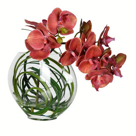 9.8" Artificial Purple Butterfly Orchid in Glass Pot