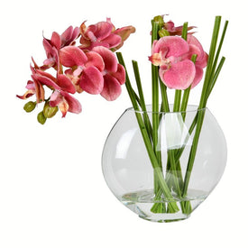9.8" Artificial Pink Butterfly Orchid in Glass Pot