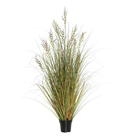 24" PVC Artificial Potted Green and Brown Grass and Plastic Grass