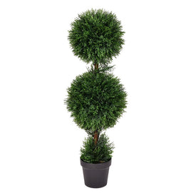 3' Artificial Double Ball Green Cedar Topiary