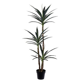 60" Artificial Green Yucca Tree in Black Planter's Pot