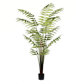 7' Artificial Potted Leather Fern