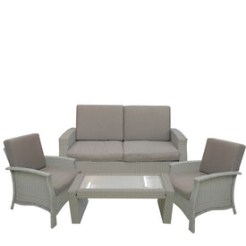 Four-Piece Gray Wicker Outdoor Patio Furniture Set