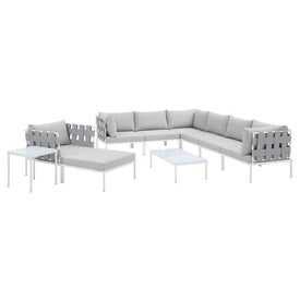 Harmony Ten-Piece Sunbrella Outdoor Patio Aluminum Sectional Sofa Set