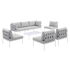 Harmony Eight-Piece Sunbrella Outdoor Patio All Mesh Sectional Sofa Set