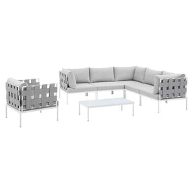Harmony Seven-Piece Sunbrella Outdoor Patio Aluminum Sectional Sofa Set