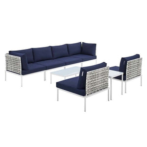 Harmony Eight-Piece Sunbrella Basketweave Outdoor Patio Aluminum Sectional Sofa Set