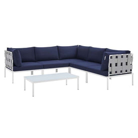 Harmony Six-Piece Sunbrella Outdoor Patio Aluminum Sectional Sofa Set
