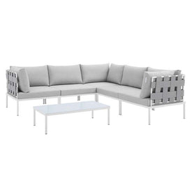 Harmony Six-Piece Sunbrella Outdoor Patio Aluminum Sectional Sofa Set