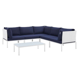 Harmony Six-Piece Sunbrella Outdoor Patio Aluminum Sectional Sofa Set