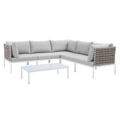 EEI-4927-TAN-GRY-SET Outdoor/Patio Furniture/Outdoor Sofas