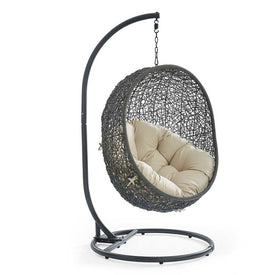 Hide Outdoor Patio Sunbrella Swing Chair With Stand
