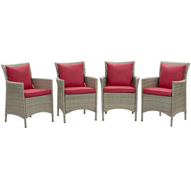 Conduit Outdoor Patio Wicker Rattan Dining Armchairs Set of 4