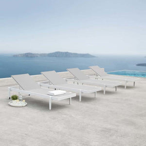 EEI-4205-WHI-GRY Outdoor/Patio Furniture/Outdoor Chaise Lounges